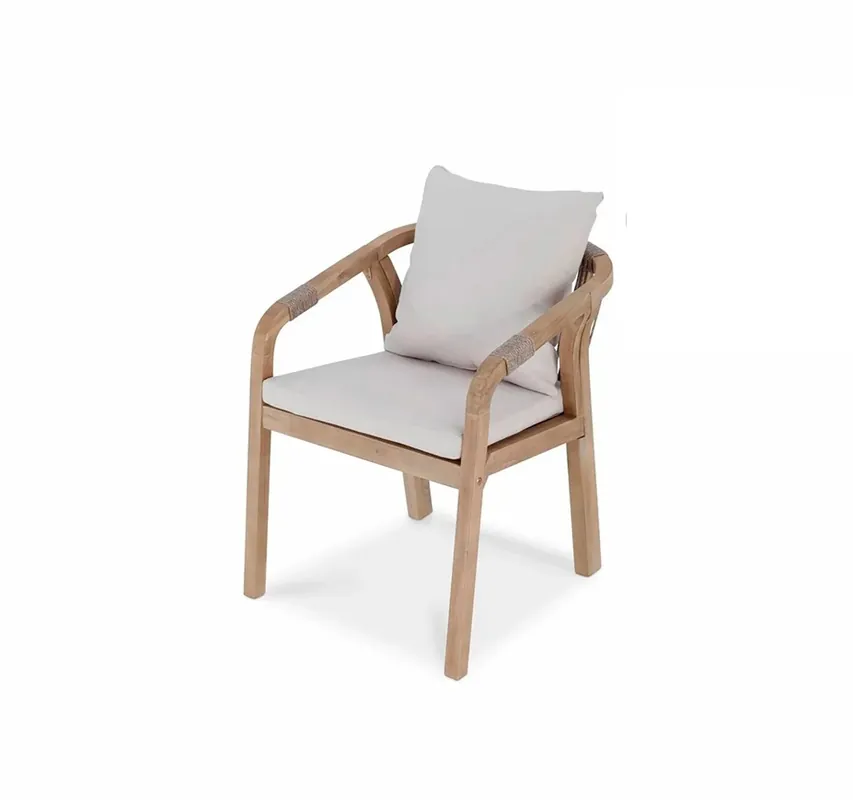 Sillon Eiger terraza y jardin madera acacia cuerda beige - Sillas madera