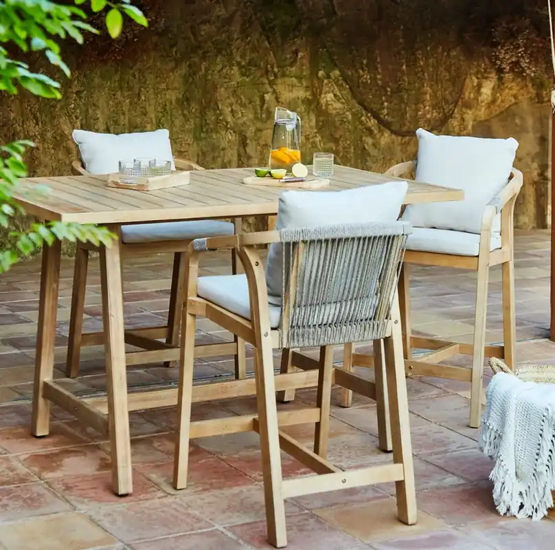 Set Bar Eiger terraza y jardin madera acacia cuerda - Conjuntos madera