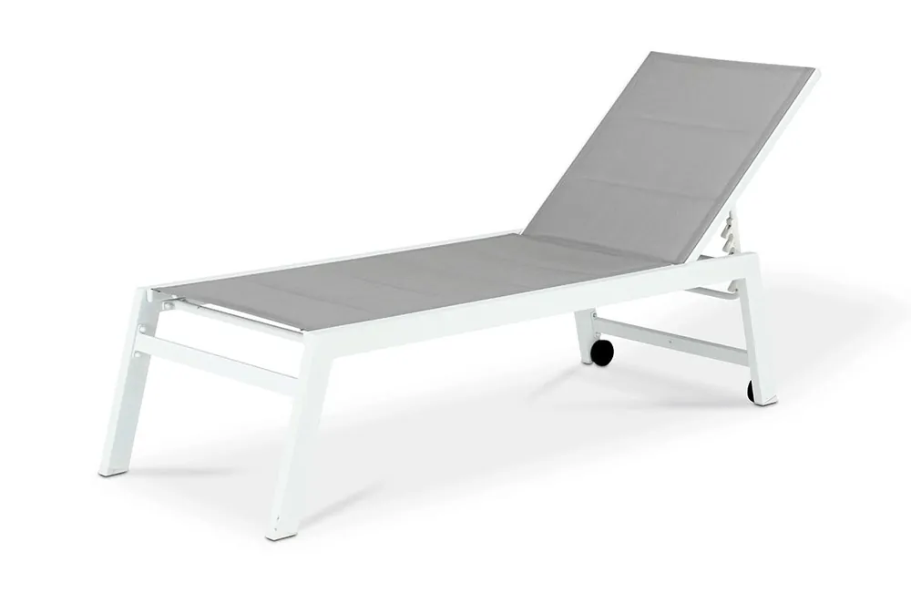 Tumbona Zafiro aluminio blanco textilene acolchado taupe - Tumbonas aluminio