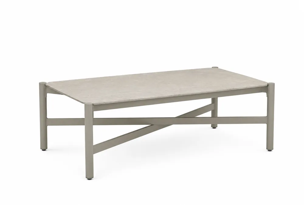 Mesa de centro aluninio gris tablero de piedra Neptuno 120×60 - Mesas de alumnio