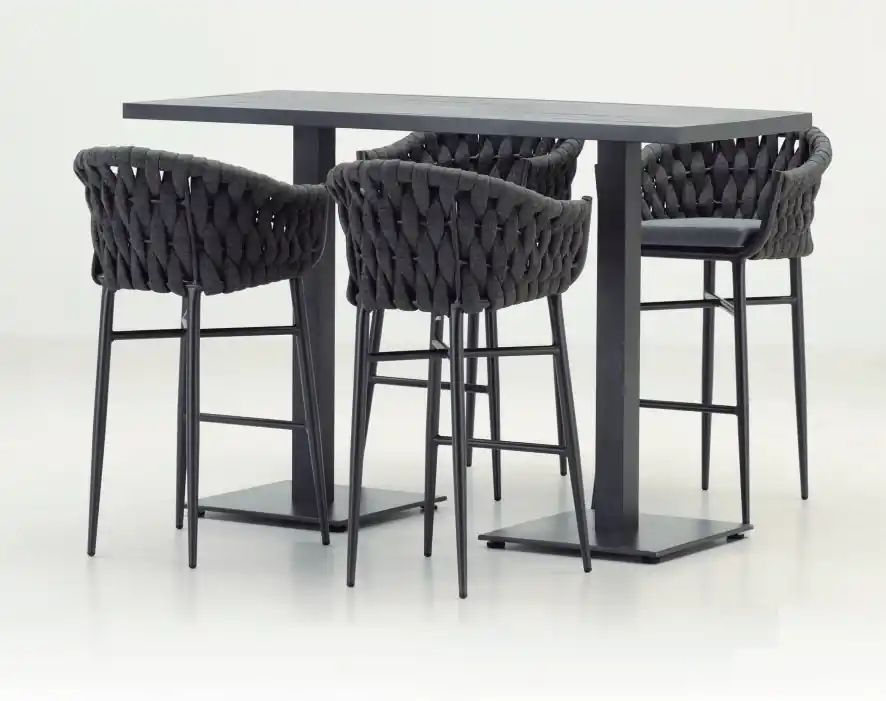 Mesa alta algarve aluminio antracita 160×70 - Taburetes hosteleria