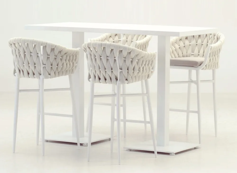 Mesa alta Tuy aluminio blanco 160×70 cm - Mesas de alumnio