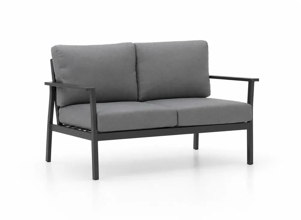 Sofá de Exterior 2 Plazas Aurora aluminio Antracita y Cojines Spunpoly gris - Sofas terraza