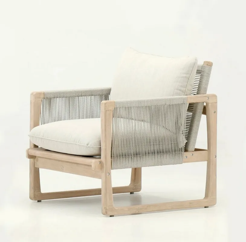 Glacier sofa 1 plaza madera acacia cuerda beige - Sofas terraza