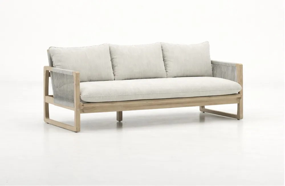 Glacier sofa 3 plazas madera acacia cuerda beige - Sofas terraza