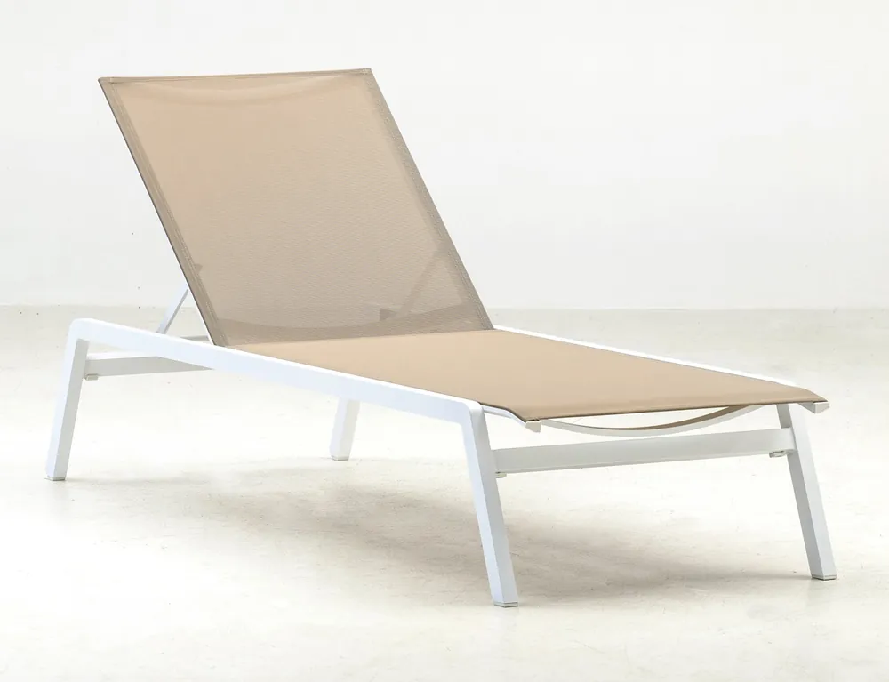 Tumbona aluminio blanco textiliene beige Alpha - Tumbonas aluminio