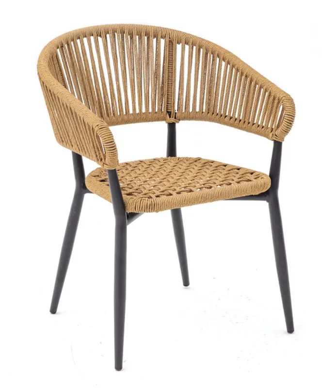 Vick Sillon cuerda natura aluminio negro - Sillas hosteleria