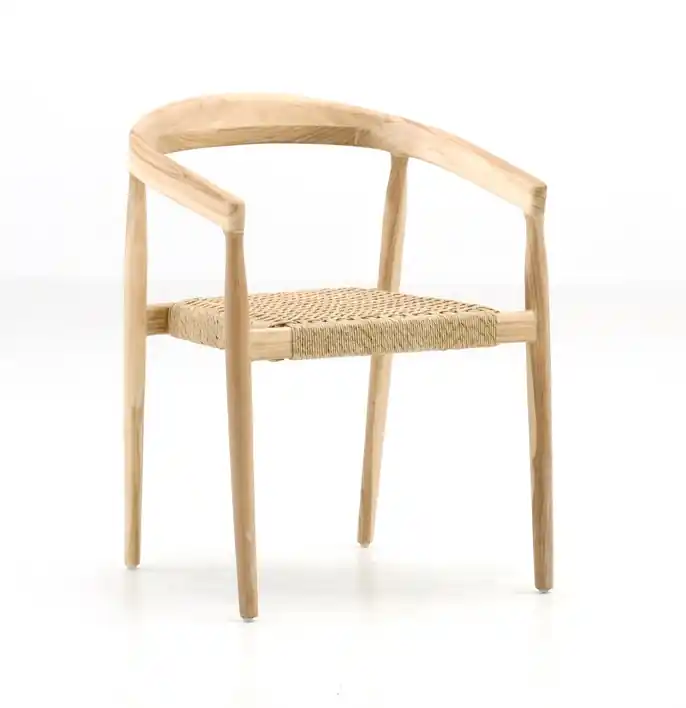 Sillon madera teka natural asiento enea Robin - Sillas madera