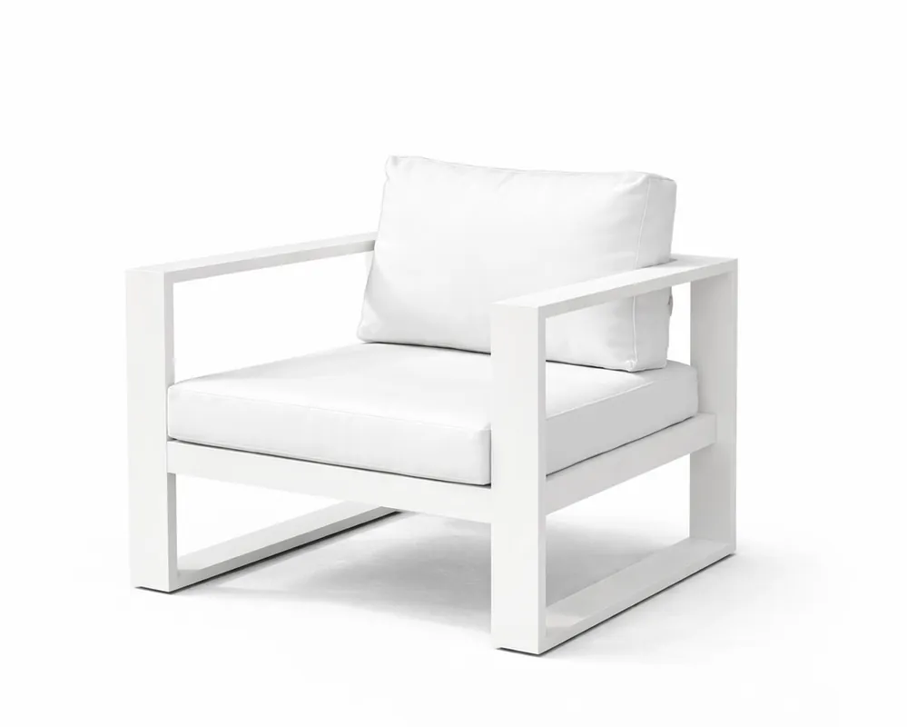 Butaca de terraza Teide aluminio blanco tapizado nautico blanco 7003B-1