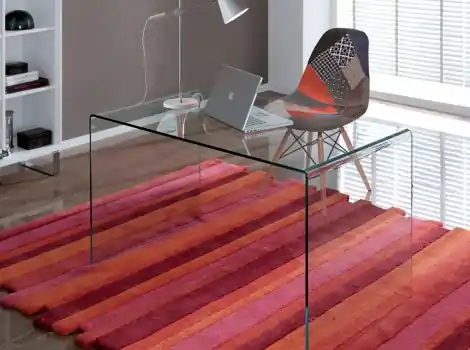 Mesa escritorio cristal curvado 126×70 - Escritorios