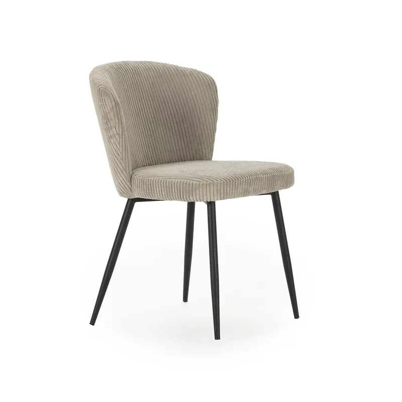 Silla Megan de pana beige y patas metálicas - Sillas