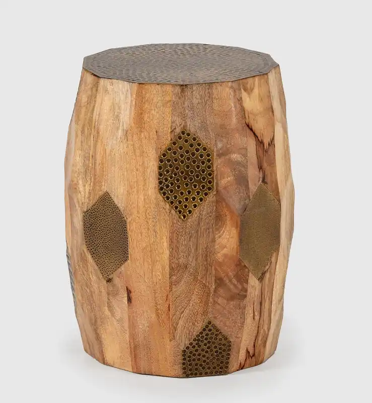 Mesa de rincon Fabia madera de mango oro viejo - Mesas de centro y auxiliares