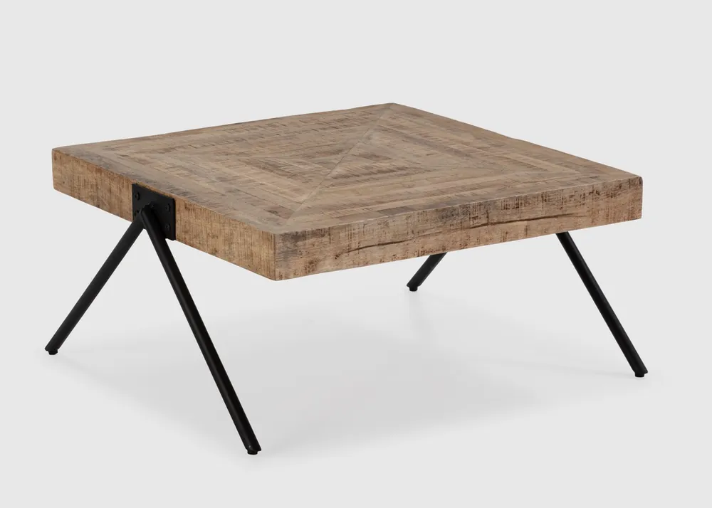 Mesa de centro indra madera mango 80×80 - Mesas de centro y auxiliares