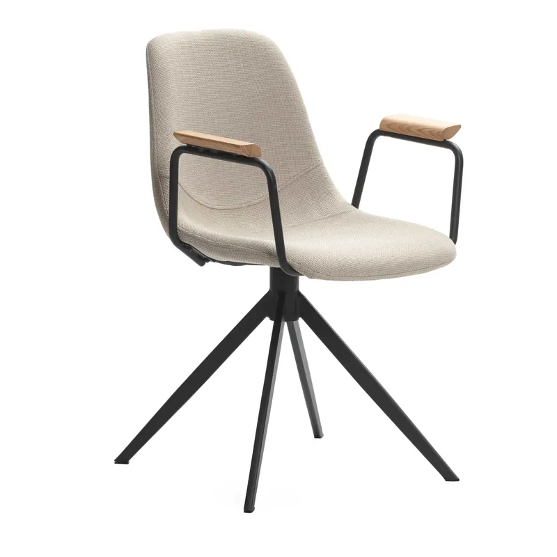 Silla Tali giratoria con brazos color beige - Sillas