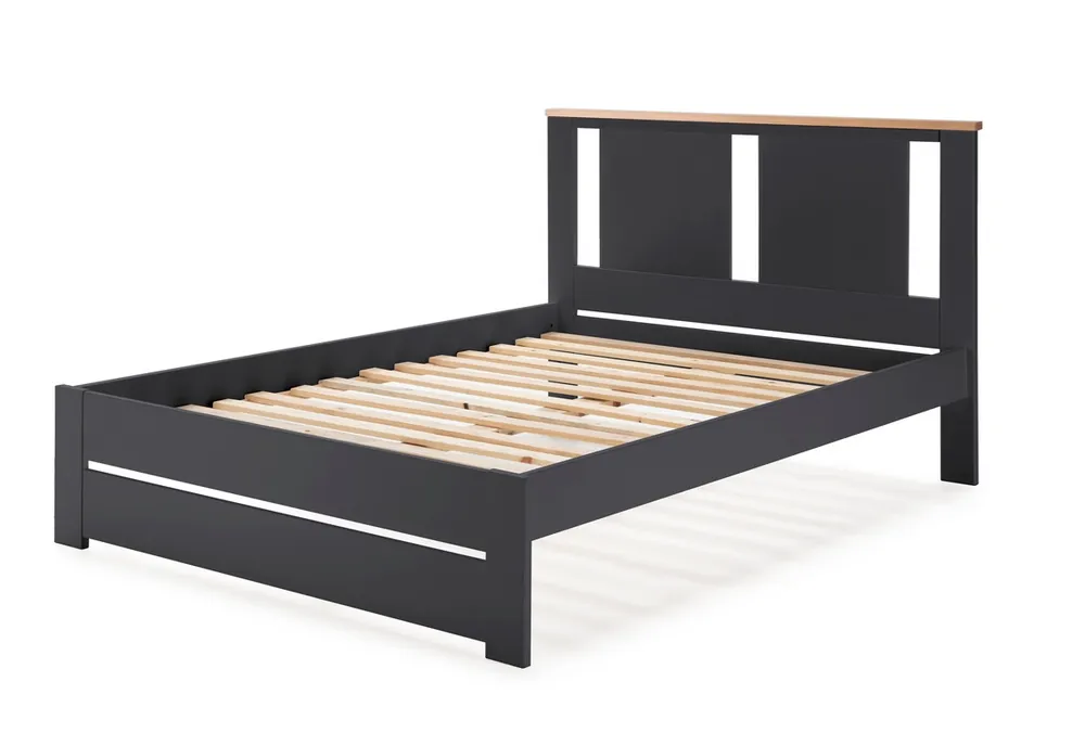 Cama madera Enara antracita con somier 140×190 cm - Camas y canapes