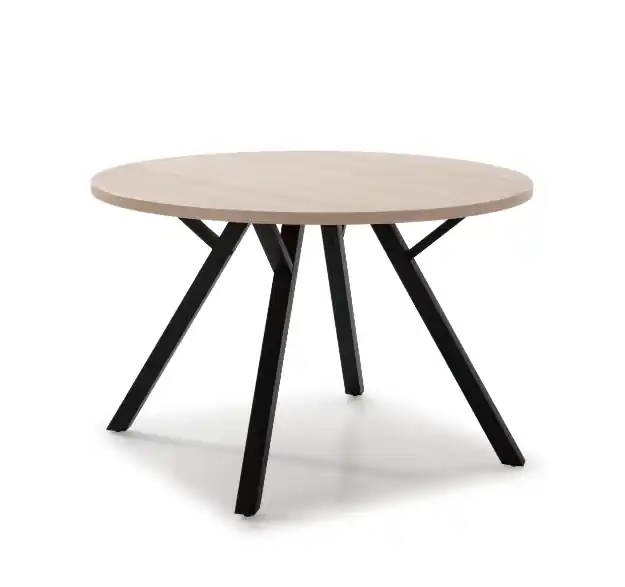 Mesa de comedor redonda Beni en roble y patas en metal negro 120cm - Mesas de comedor