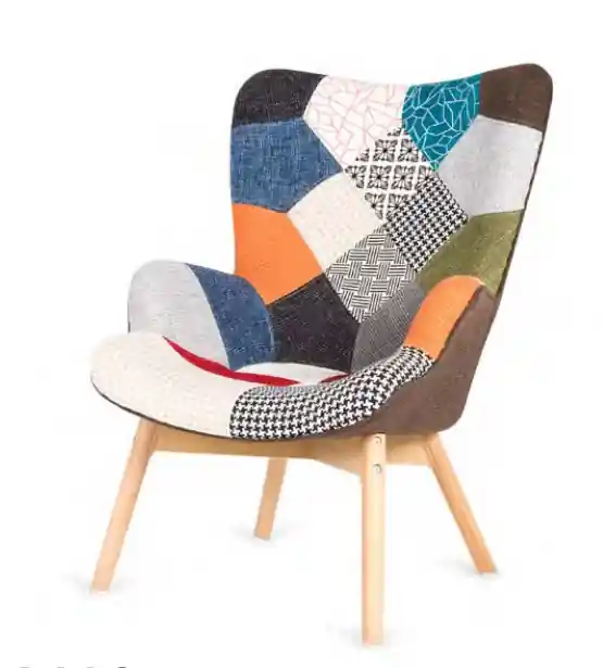 Sillón King Patchwork patas madera maciza de haya - Sillones butacas divanes