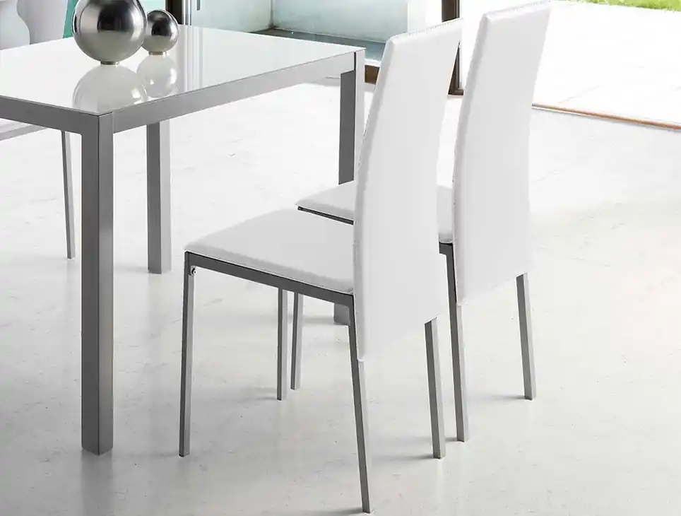 Silla de cocina Lyon tapizada blanco - Sillas de cocina