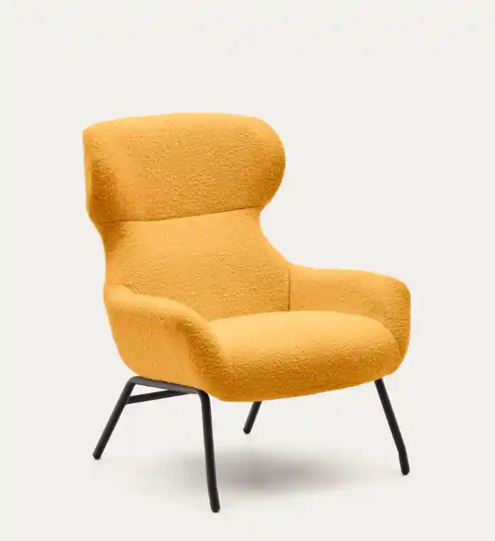 Butaca de diseño Berta borreguito mostaza - Sillones butacas divanes