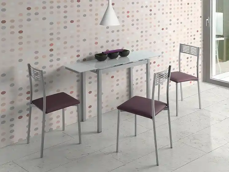Mesa de cocina extensible Portugal cristal blanco - Mesas de cocina