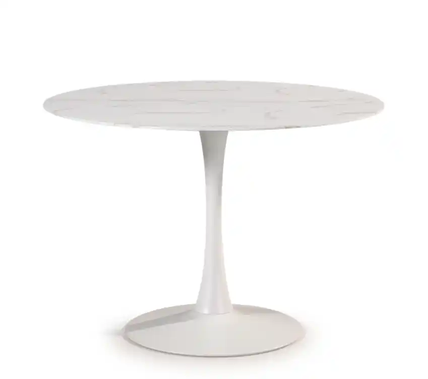 Mesa redonda Ada tulip marmol blanco blanco 110 cm - Mesas de comedor