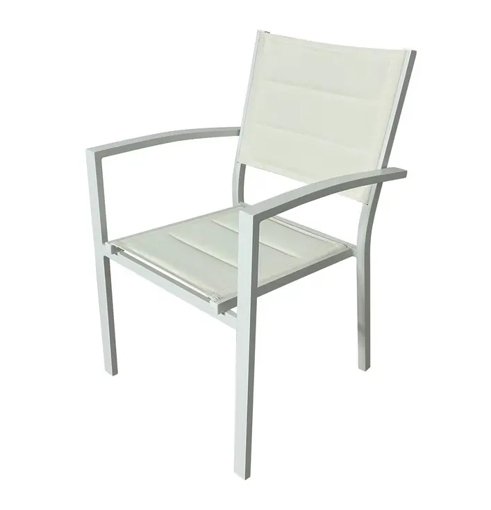 Silla terraza aluminio y textilene acolchado blanco Calpe - Sillas de aluminio
