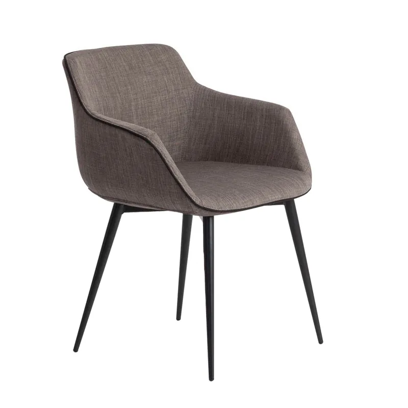 Sillón tapizado en tela con ribetes negros y estructura de acero negro - Sillones