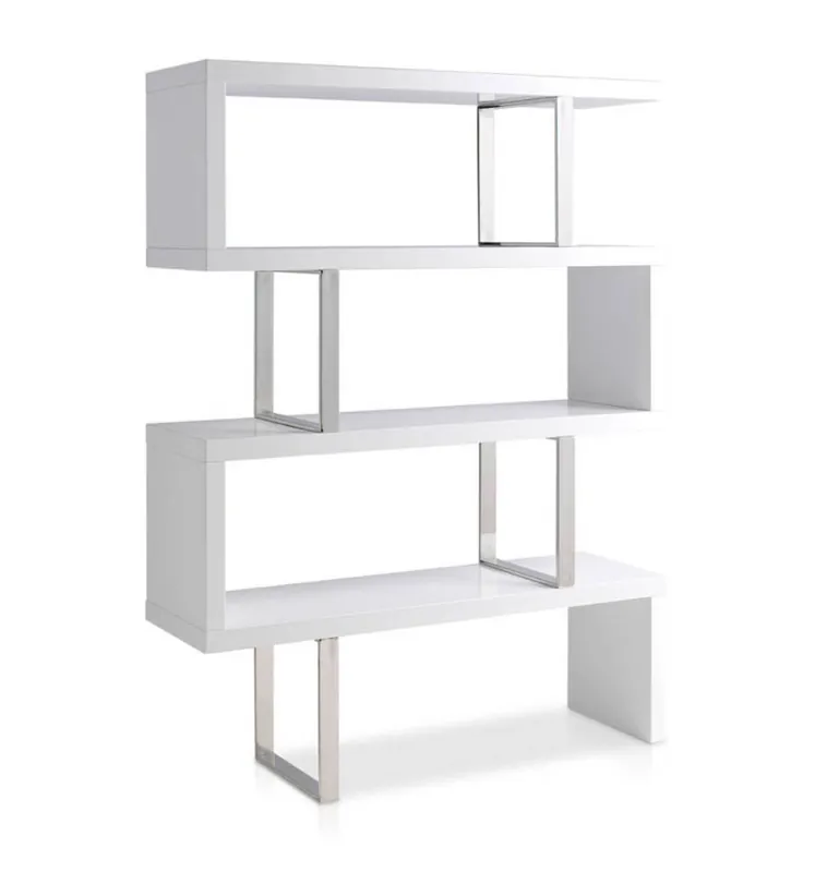 Estanteria de madera y acero cromado color blanco 130x170cm - Estanterias