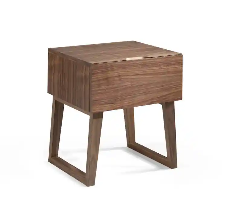 Mesita de noche de madera nogal 45x40cm - Mesitas de noche