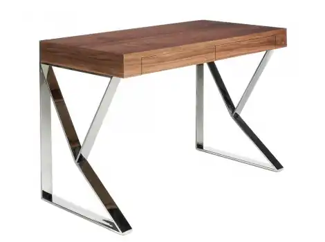 Escritorio en madera de nogal y acero cromado de 120x76cm - Escritorios