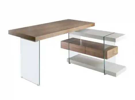 Escritorio madera de nogal y cristal templado 140x75cm - Escritorios