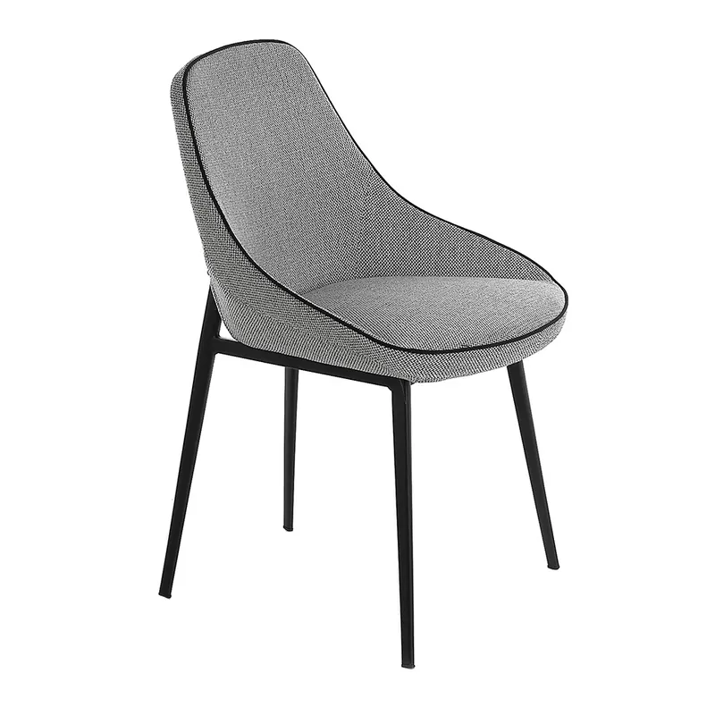 Silla tapizada en tela con ribetes negros y estructura de acero negro - Sillas