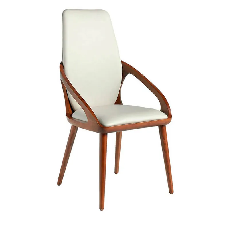 Silla tapizada en polipiel y estructura en madera en color nogal - Sillas