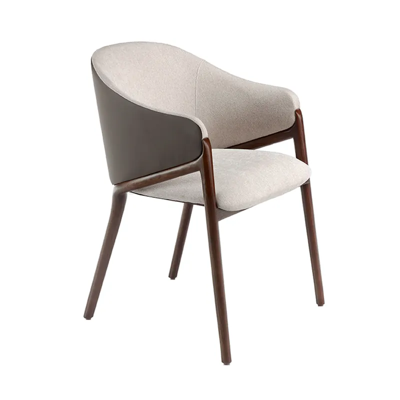 Silla tapizada en tela y polipiel con estructura madera en color nogal - Sillas