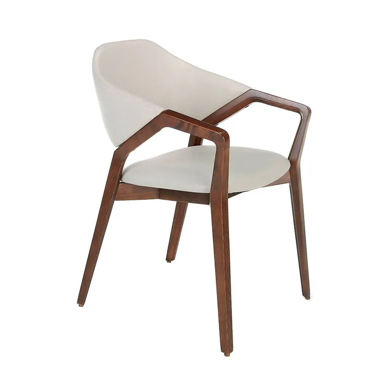 Silla tapizada en polipiel y estructura en madera color nogal - Sillas