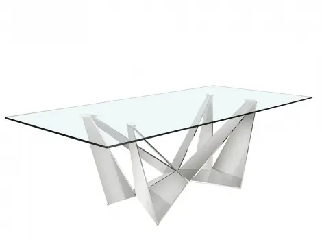 Mesa comedor de cristal templado y acero cromado de 240x75cm - Mesas de comedor