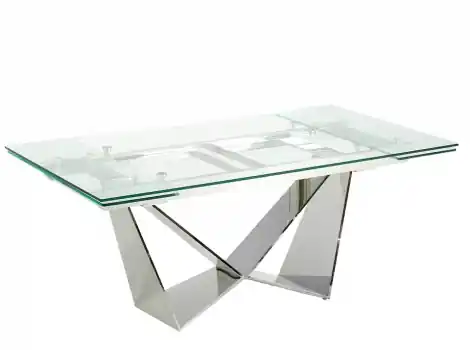 Mesa comedor extensible de cristal templado y acero cromado de 160x75cm - Mesas de comedor