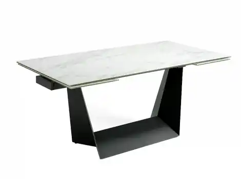 Mesa de comedor extensible porcelanico y acero negro de 180x75cm - Mesas de comedor