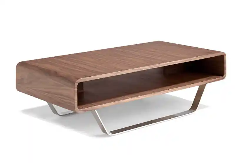 Mesa de centro Toscana madera nogal y acero cromado 120cm - Mesas de centro y auxiliares