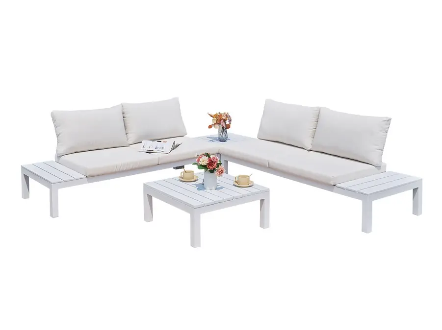 Sofa rinconera aluminio blanco Ibiza - Sofas terraza