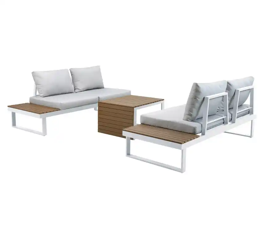 Sofa rinconera aluminio alumininio blanco poliwood Laguna - Sofas terraza