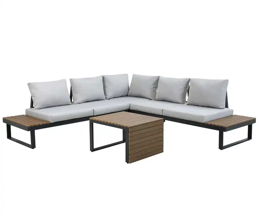 Sofa rinconera aluminio alumininio antracita poliwood Laguna - Sofas terraza