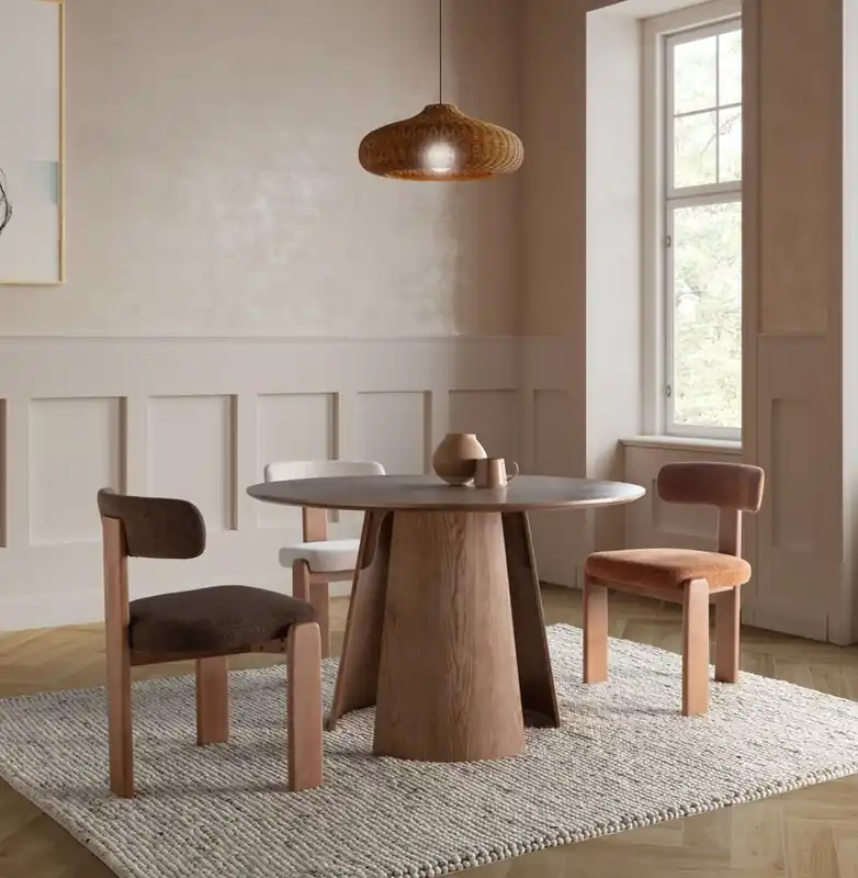 Mesa ZURI redonda roble lavado 120 cm - Mesas de comedor