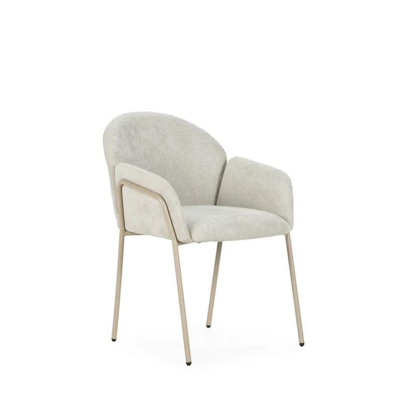 Silla con brazos ASLIN tapizado beige y patas metálicas - Sillas