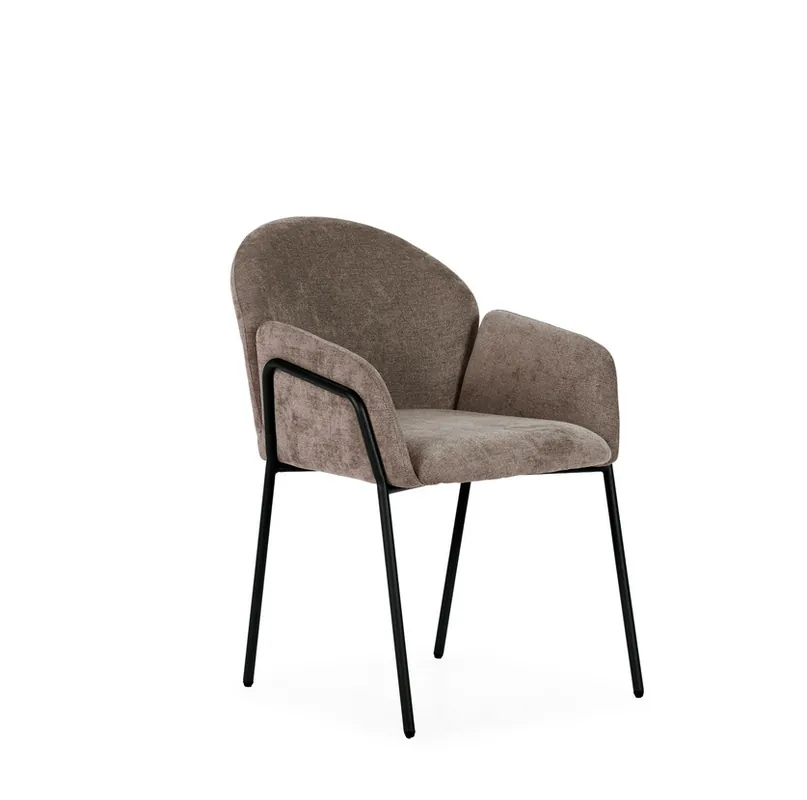 Silla con brazos ASLIN tapizado moca y patas metálicas - Sillas