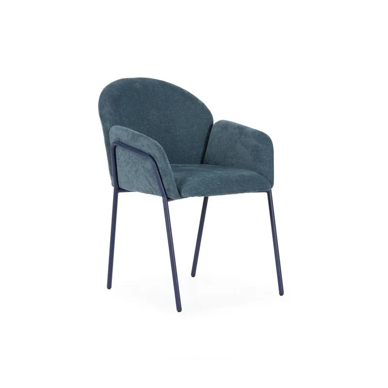 Silla con brazos ASLIN tapizado azul y patas metálicas - Sillas