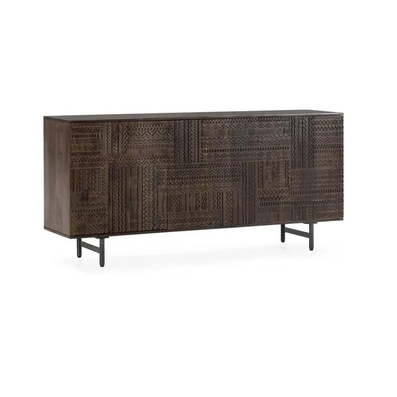 Aparador KALAI artesanal madera mango verde oliva 160 cm - Aparadores