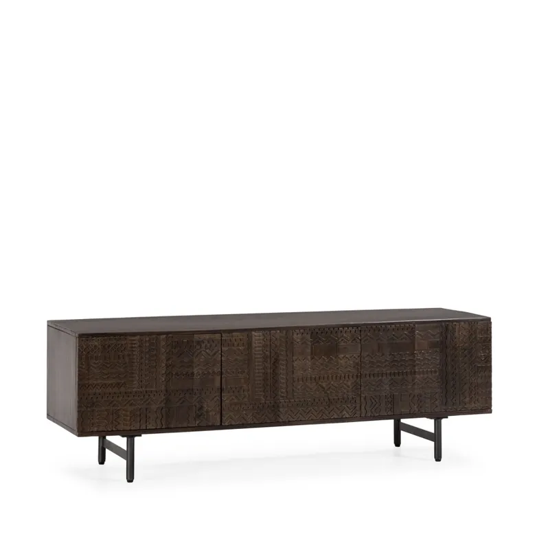 Mueble TV KALAI artesanal madera mango verde oliva 145 cm