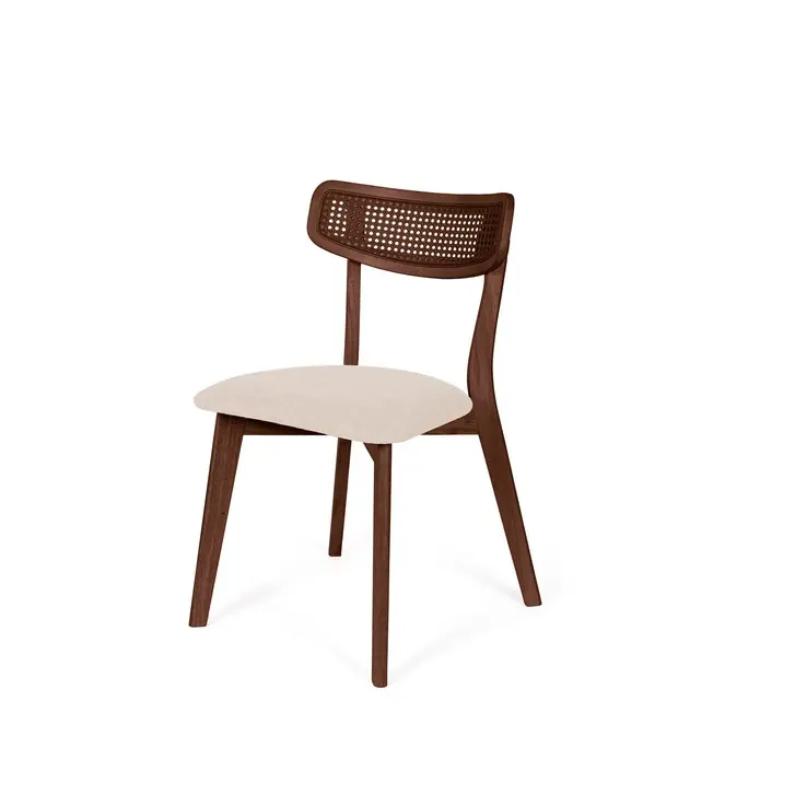 Silla Shirley rejilla cannage nogal asiento beige - Sillas