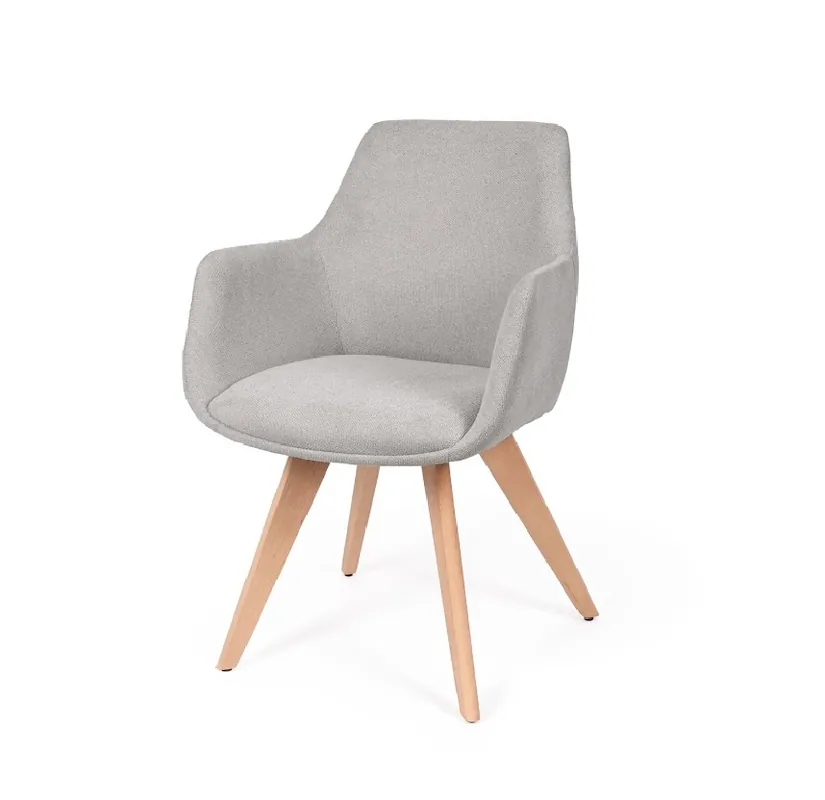 Silla con brazos Sharon madera tela gris - Sillas